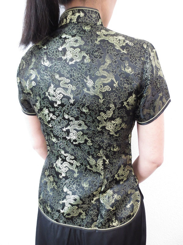 Shanghai Blouse draak zwart/goud - 34