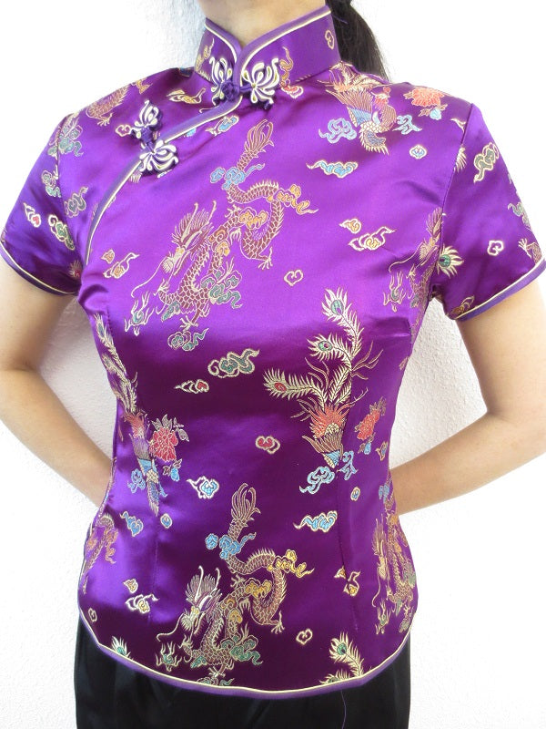 Shanghai Blouse draak/phoenix paars - 36