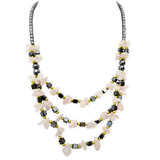 stenen en hematietketting Rozenkwarts 3 lagen