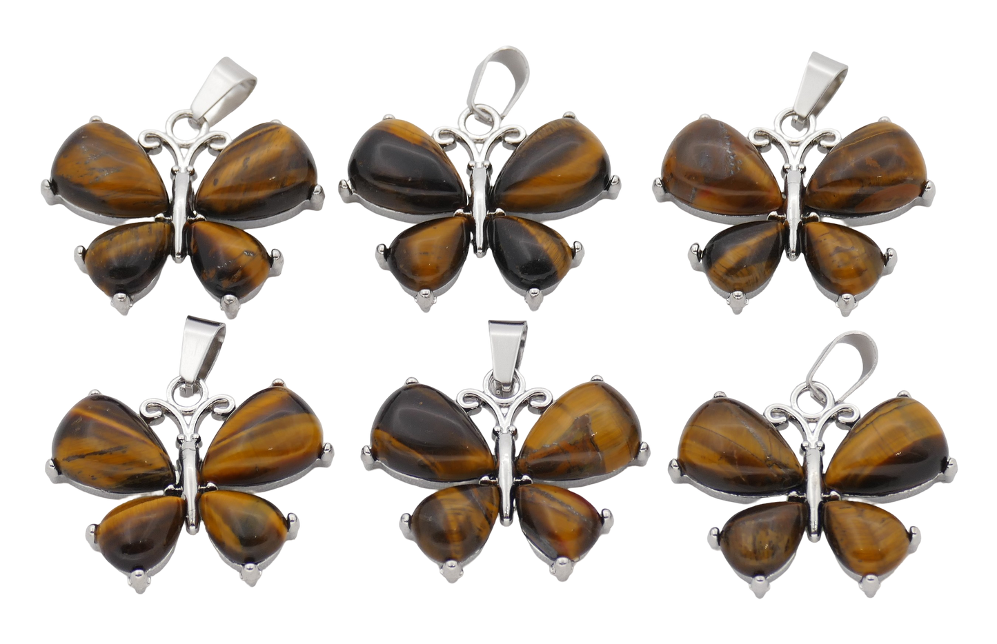 Tijgeroog Vlinder Edelsteenhangers (Set van 6 Stuks)