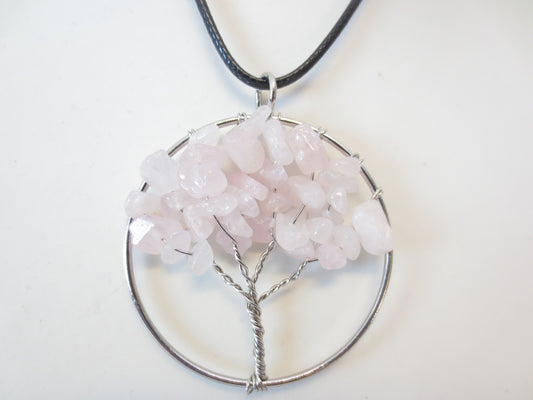 Tree of Life Ketting - Rozenkwarts