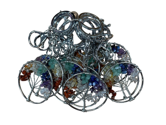 Levensboom Sleutelhanger met Zeven Chakra Edelstenen