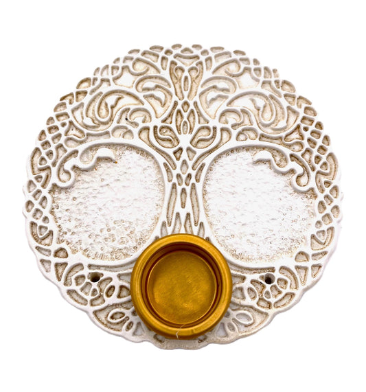 Levensboom Wierookhouder - Rond Wit (6 stuks)