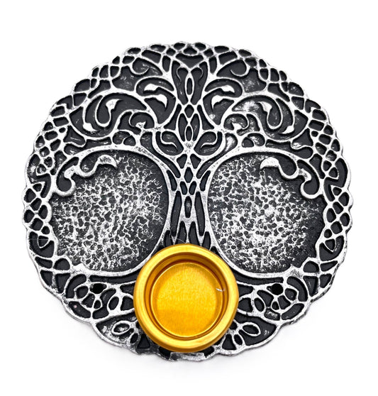 Levensboom Wierookhouder - Rond Zilver (6 stuks)