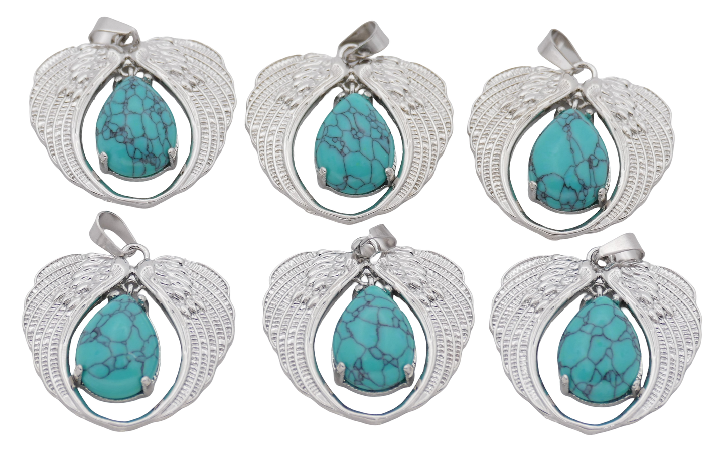 Turkoois Hanger met Engelenvleugels (Set van 6 Stuks)