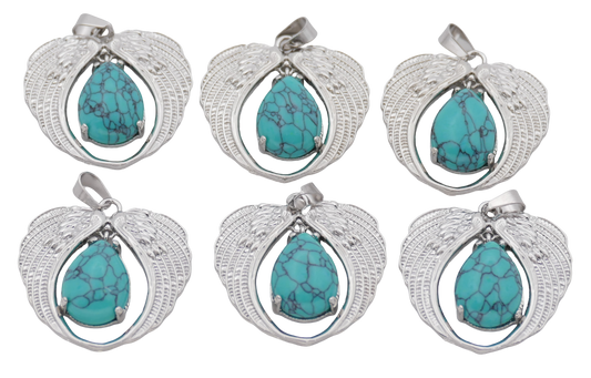 Turkoois Hanger met Engelenvleugels (Set van 6 Stuks)