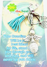 Turkooise "LUCK" Angel Sleutelhanger met Tassel