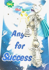 Turkooise "SUCCESS" Angel Sleutelhanger met Tassel