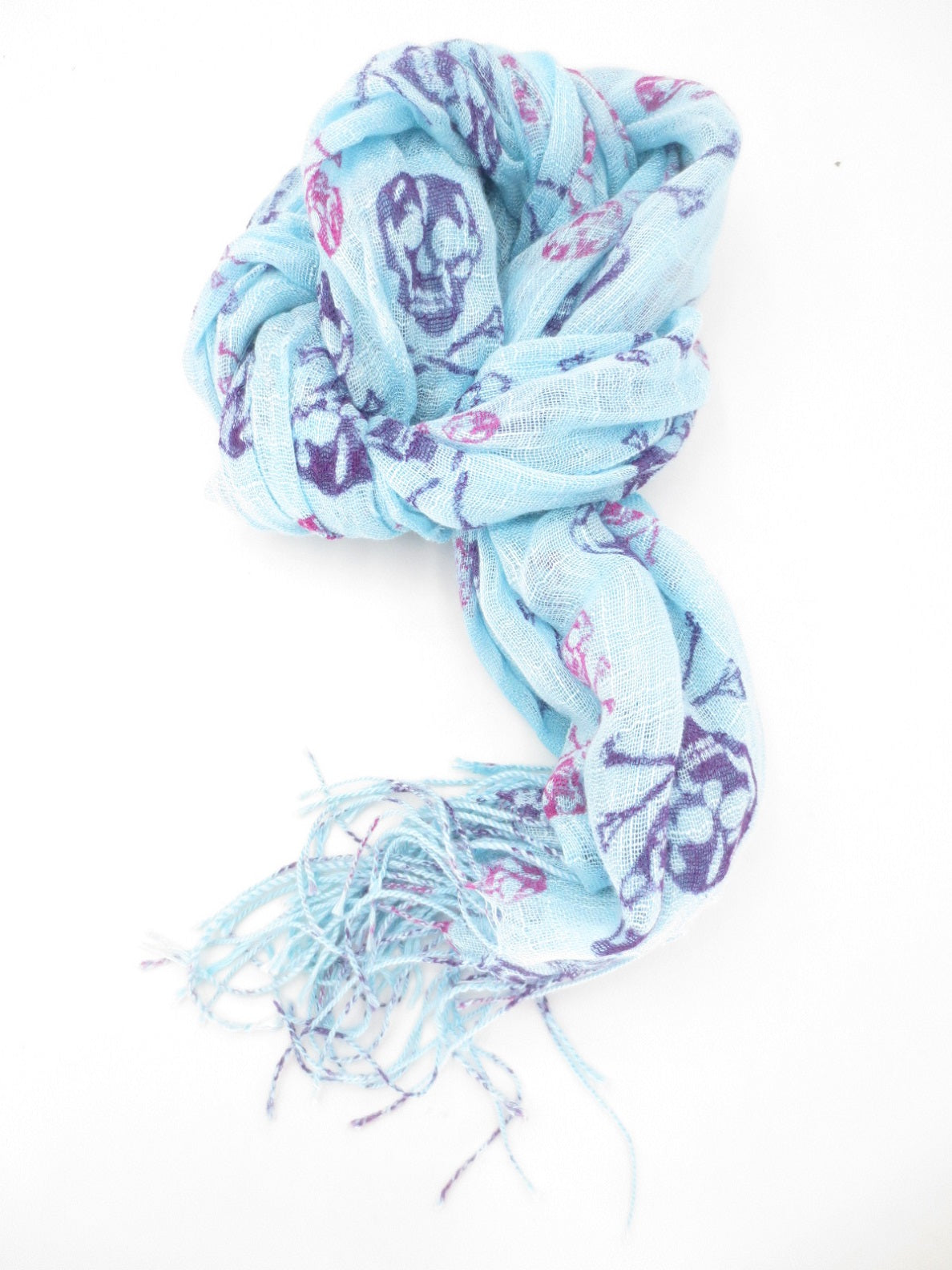 Viskose mit Todeskopf, hellblau