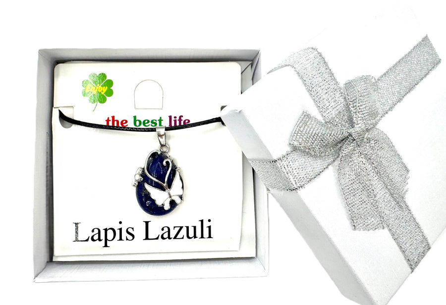 Vlinder Edelsteen Hanger Ketting - Lapis Lazuli