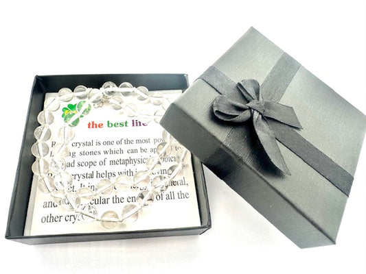 Groothandel 8 mm bergkristal kralen ketting (met doosje)