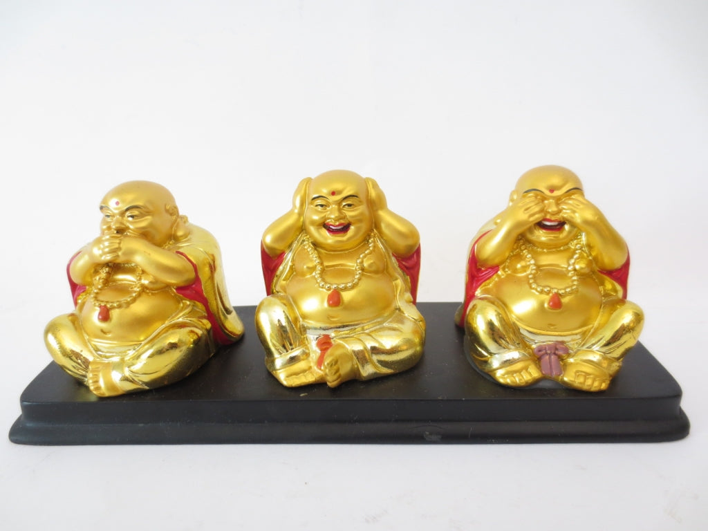 Groothandel - Happy Life Golden Buddha Set 3 - Niet luisteren, niet praten en stilte