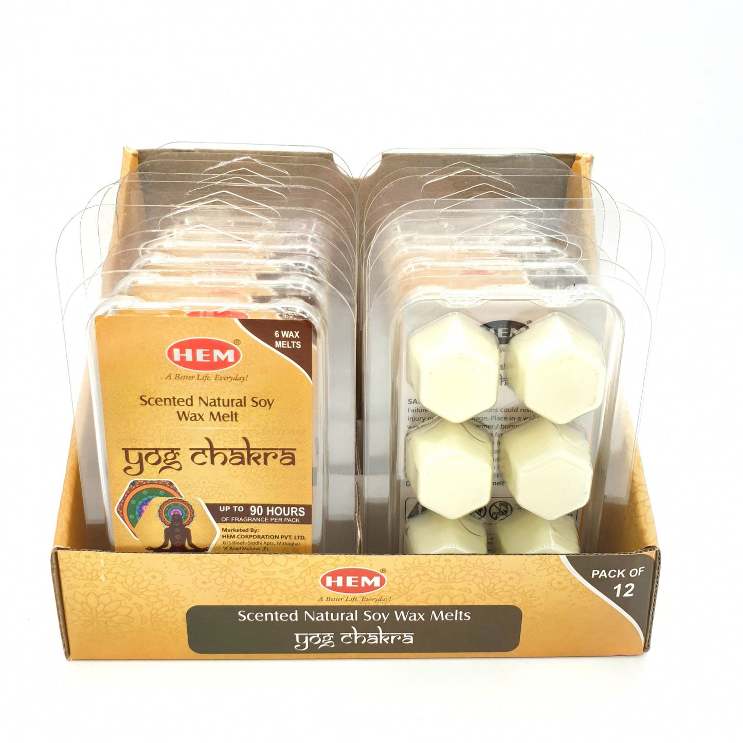 Groothandel - HEM geurende natuurlijke sojawasmelt - Yog Chakra (6 stuks)