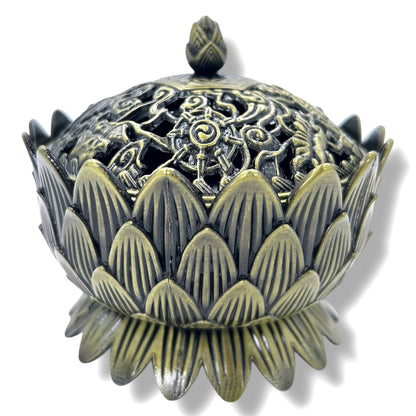 Groothandel Tibetaanse Lotus Graan Wierookbrander Groot Messing Brons