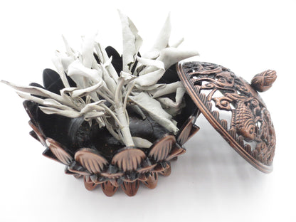 Groothandel Tibetaanse Lotus Graan Wierookbrander Groot Messing Rood