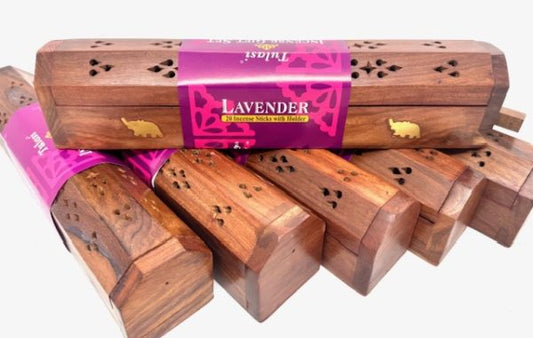 Groothandel - Tulasi wierookhouder geschenkverpakking - Lavendel (6 stuks)