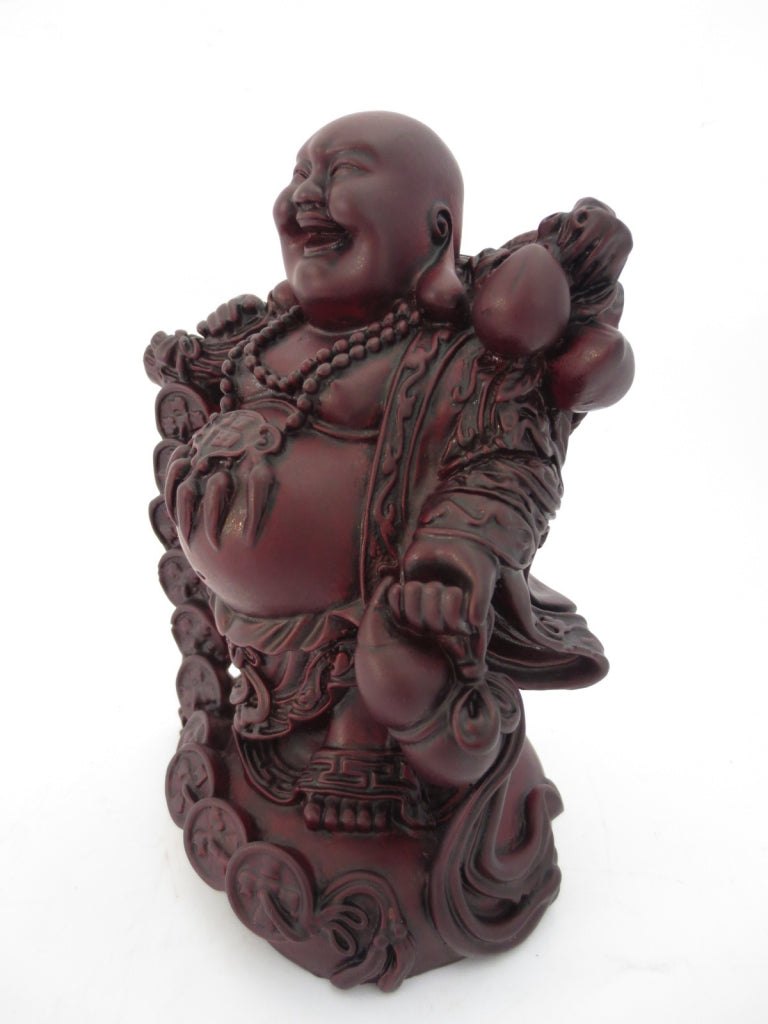 Groothandel - Wealth Boedha Rood staand met pot en geluksmunten