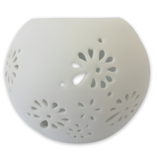 Witte keramische oliebrander – bloemenmotief (VI)