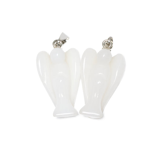 Witte Marmer Edelsteen Engel Hanger (2 stuks)