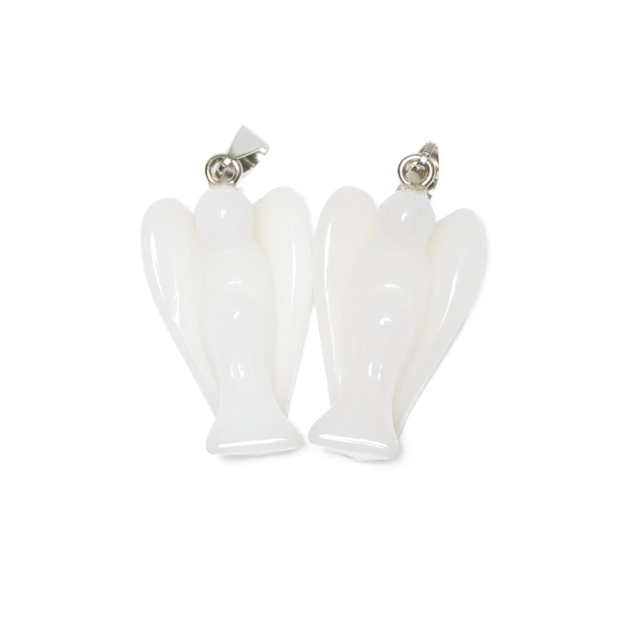 Witte Marmer Edelsteen Engel Hanger (2 stuks)