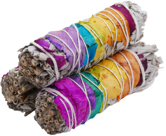 Witte Salie &amp; 7 Color Rose Petals Smudge Stick 12cm (3 x 30-40g)