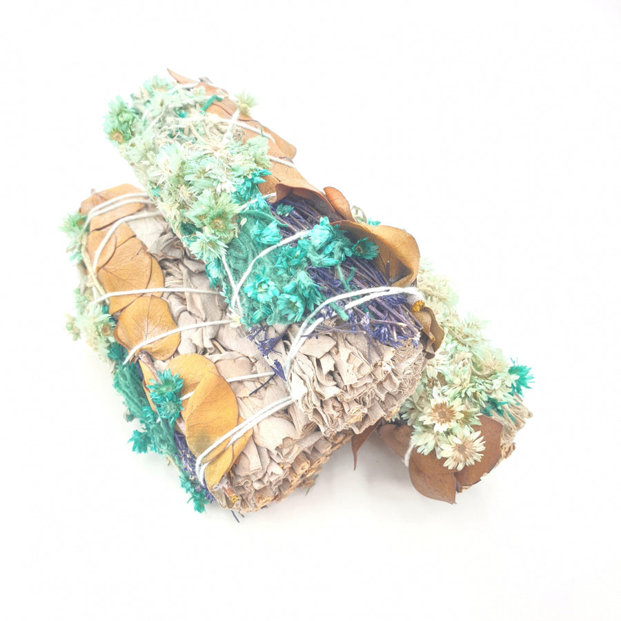 Witte Salie, Eucalyptus &amp; Verbascum Smudge Stick Bundle 12 cm (3 x 30g - 40g)(CF-01)