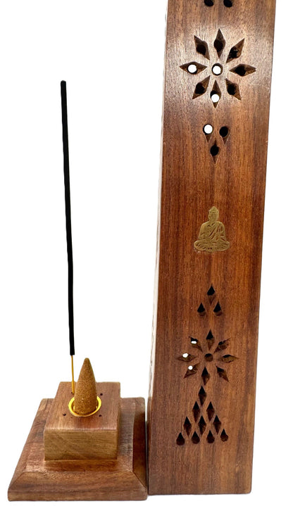 Houten Wierooktoren Luxe - Boeddha (2 stuks)