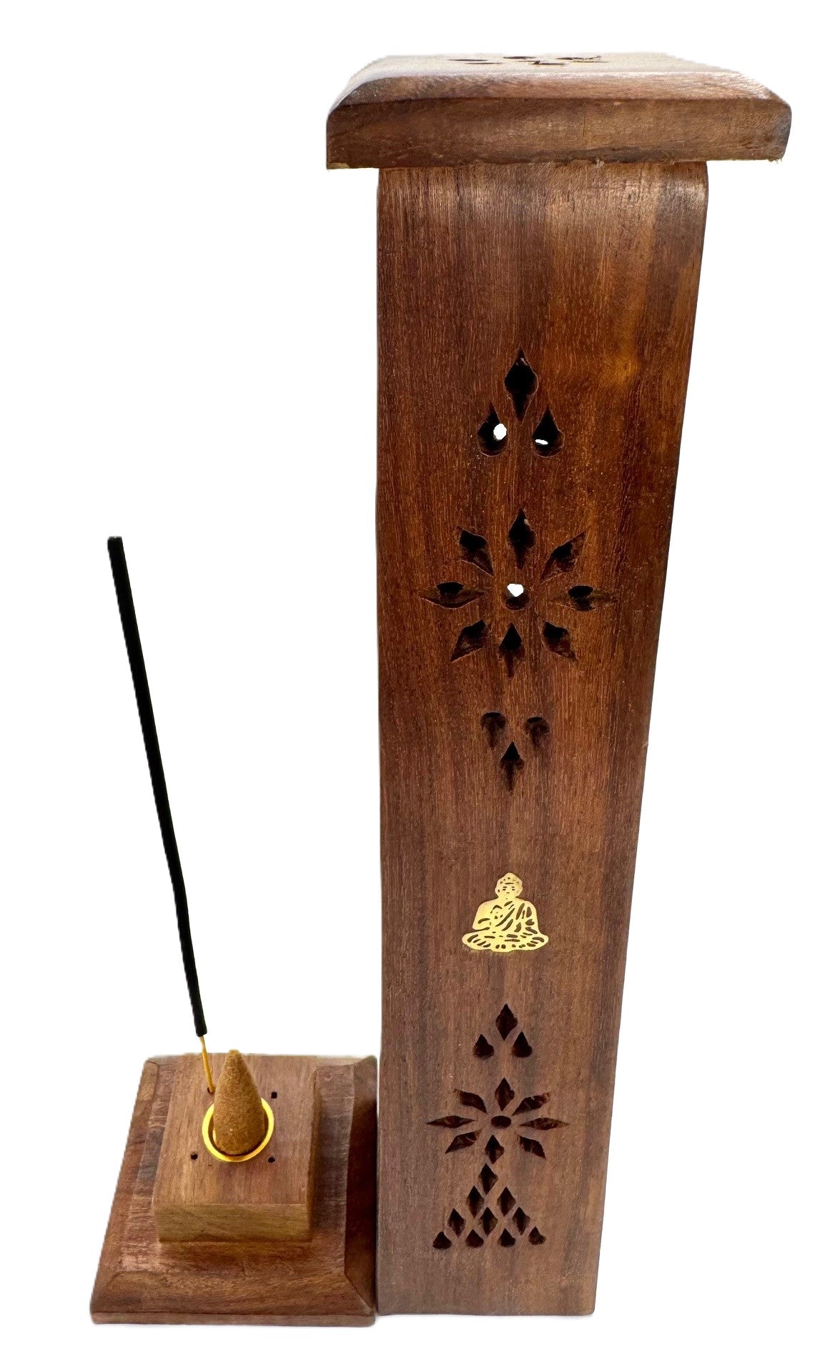 Houten Wierooktoren Luxe - Boeddha (2 stuks)