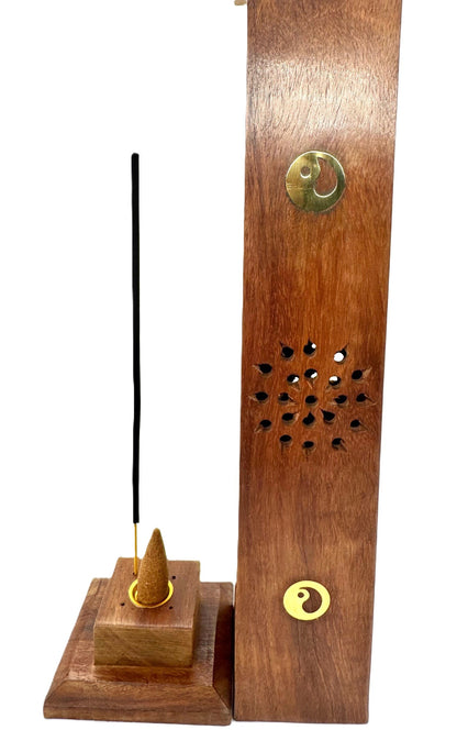 Luxe houten wierooktoren - Yin Yang (2 stuks)