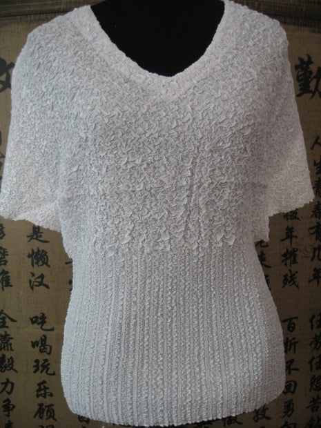 Kreukelblouse V-hals Wit