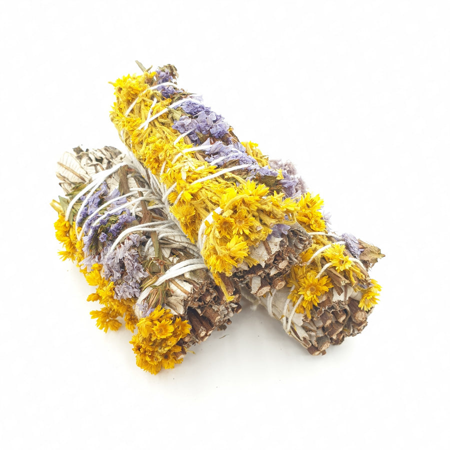 Yerba Santa, Statice Sinuata &amp; Verbascum - Smudge Stick Bundle - 12 cm (CF-07)
