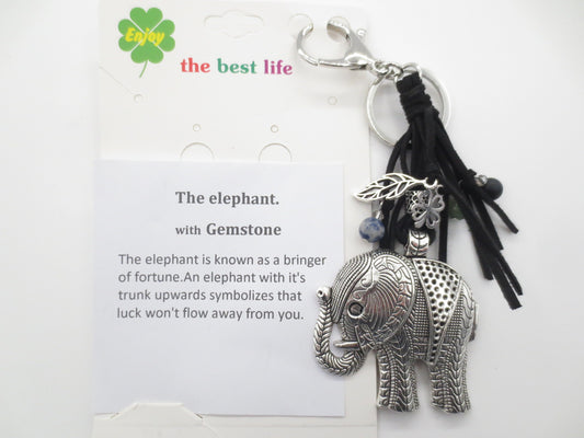 Groothandel Metalen Olifant Sleutelhanger met Zwarte Kwastjes