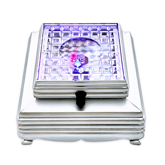 Zilverkleurige lichtvoet voor kristallen – 8 cm