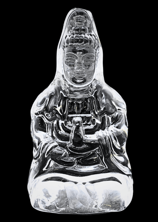 Zittend Kwan Yin beeld van kristalglas – 13,4 cm