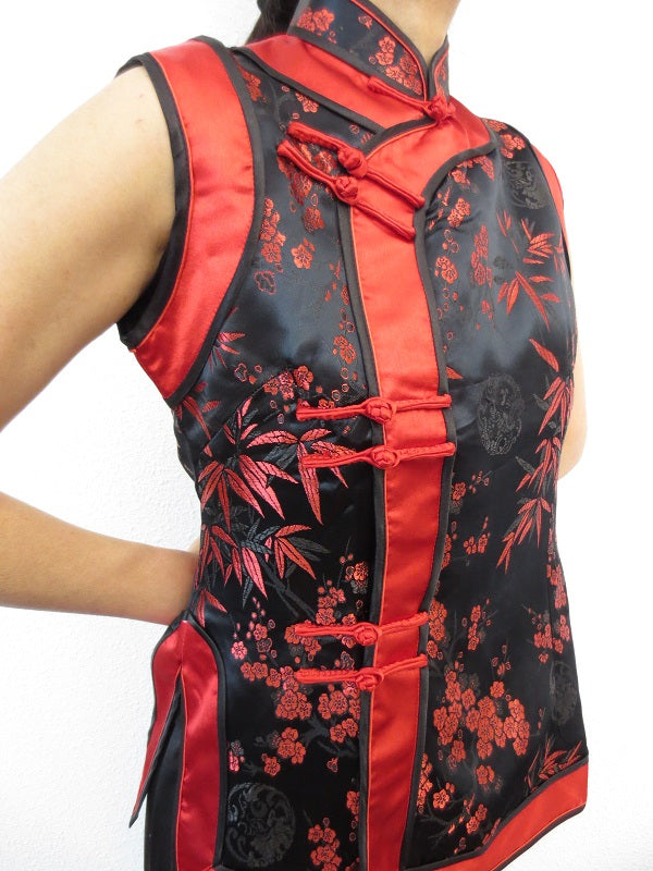 zwart met rode bloemen - 36