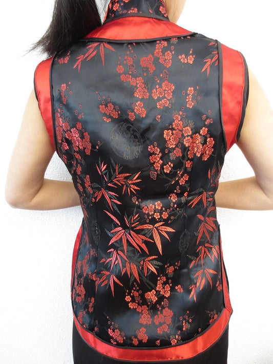 zwart met rode bloemen - 36
